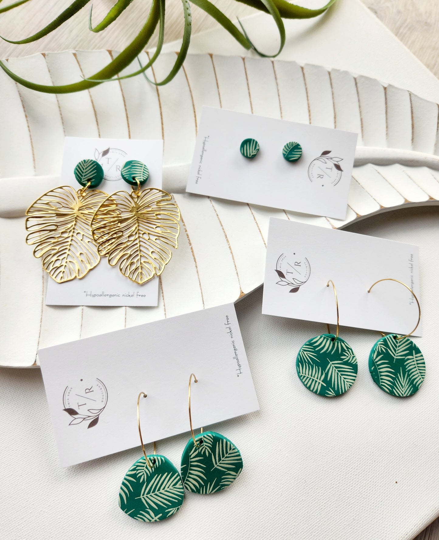 Monstera Clay earring collection