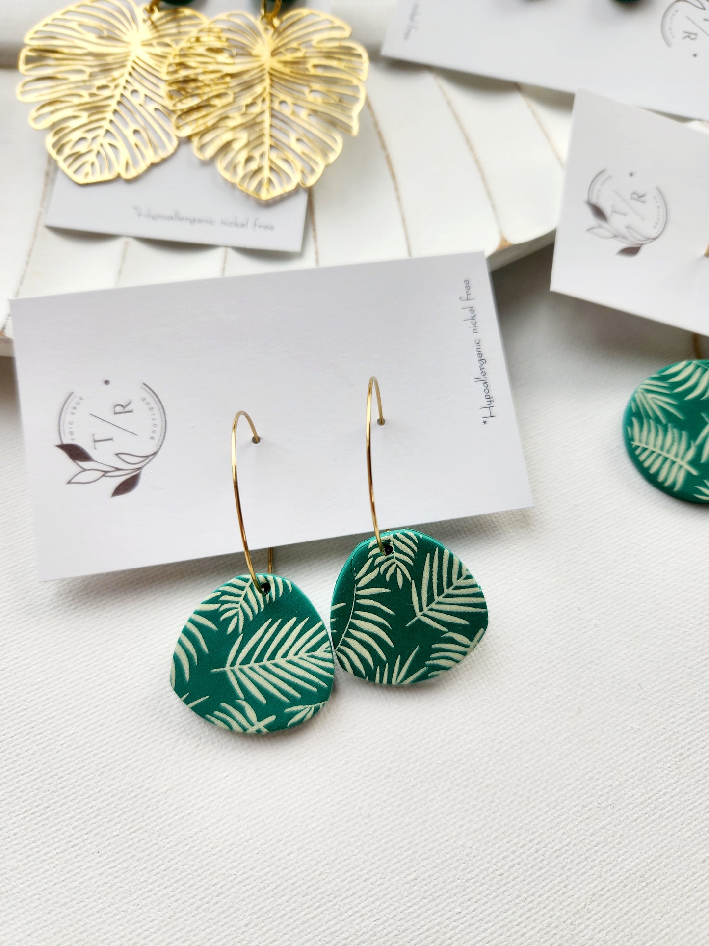 Monstera Clay earring collection