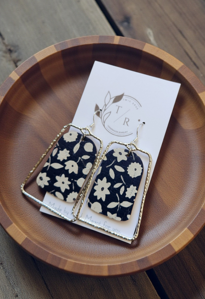 Chloe| Floral leather statement earring
