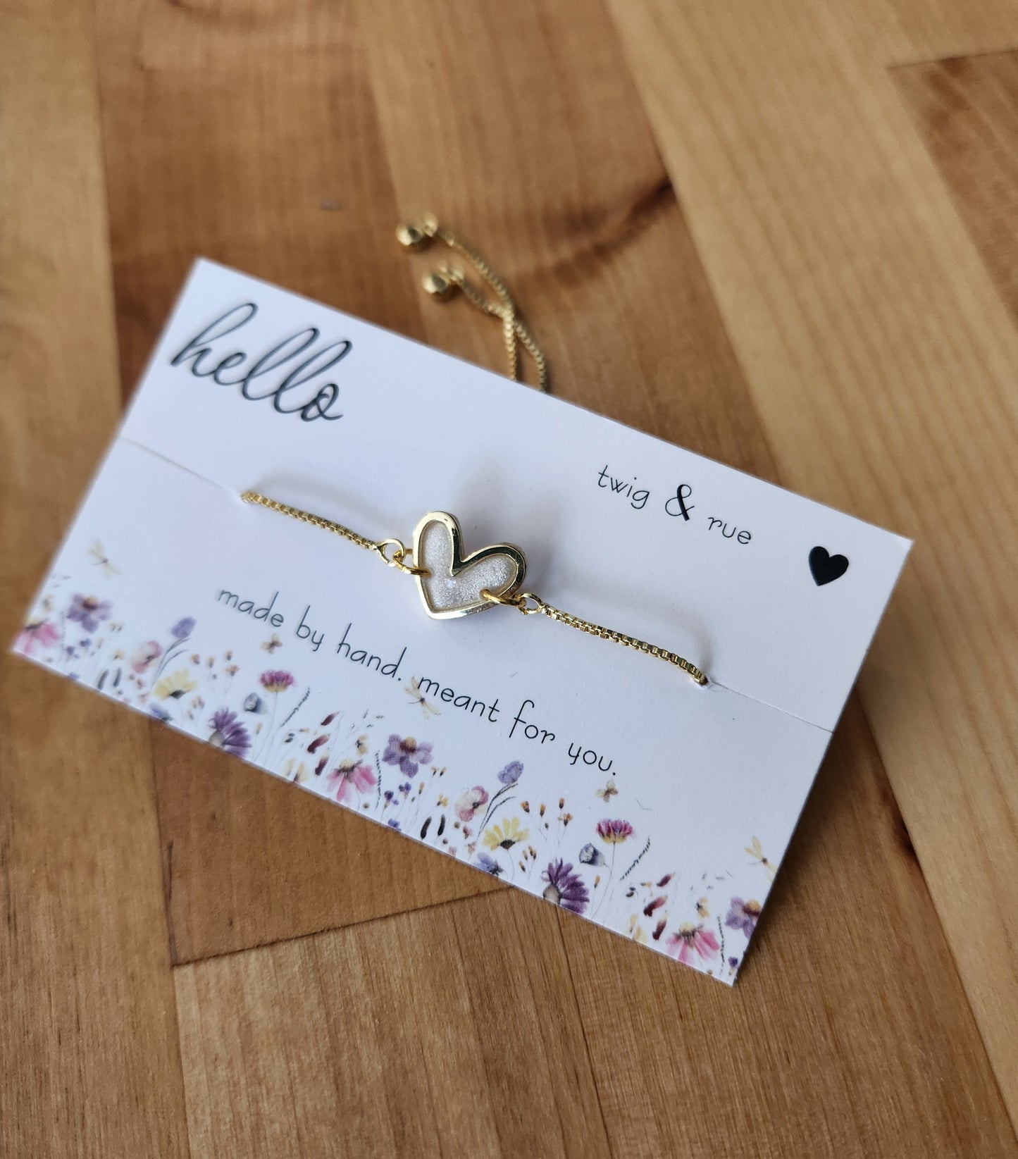 Gold Heart Slider Bracelet- 18k gold plated