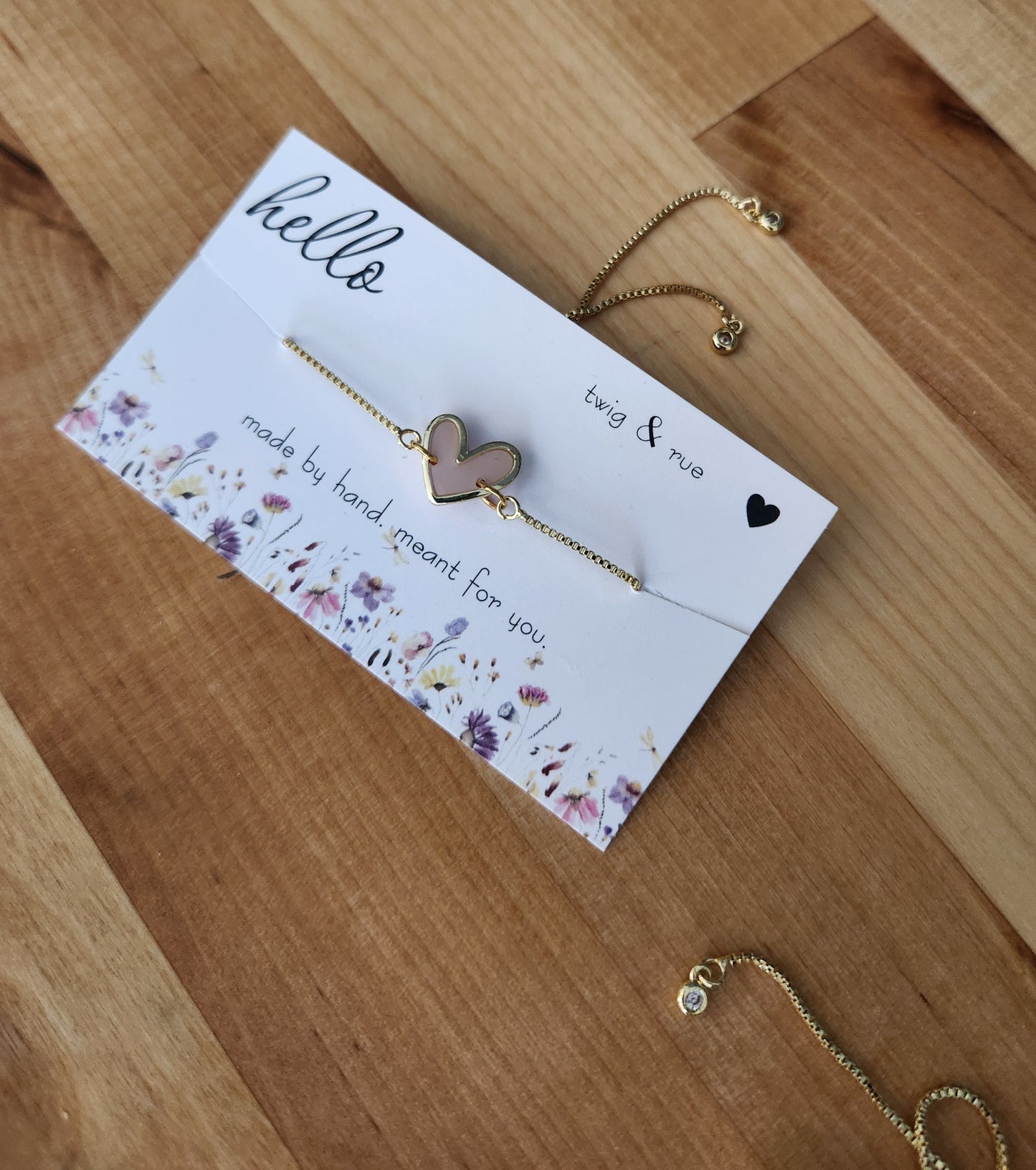 Gold Heart Slider Bracelet- 18k gold plated
