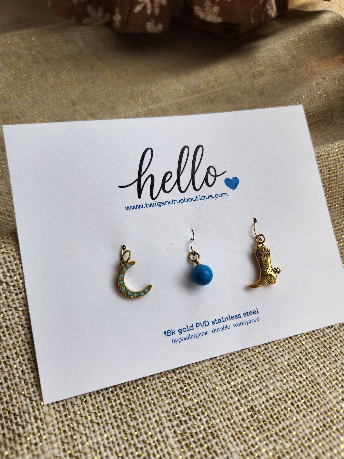 Western 18k gold PVD charm collection