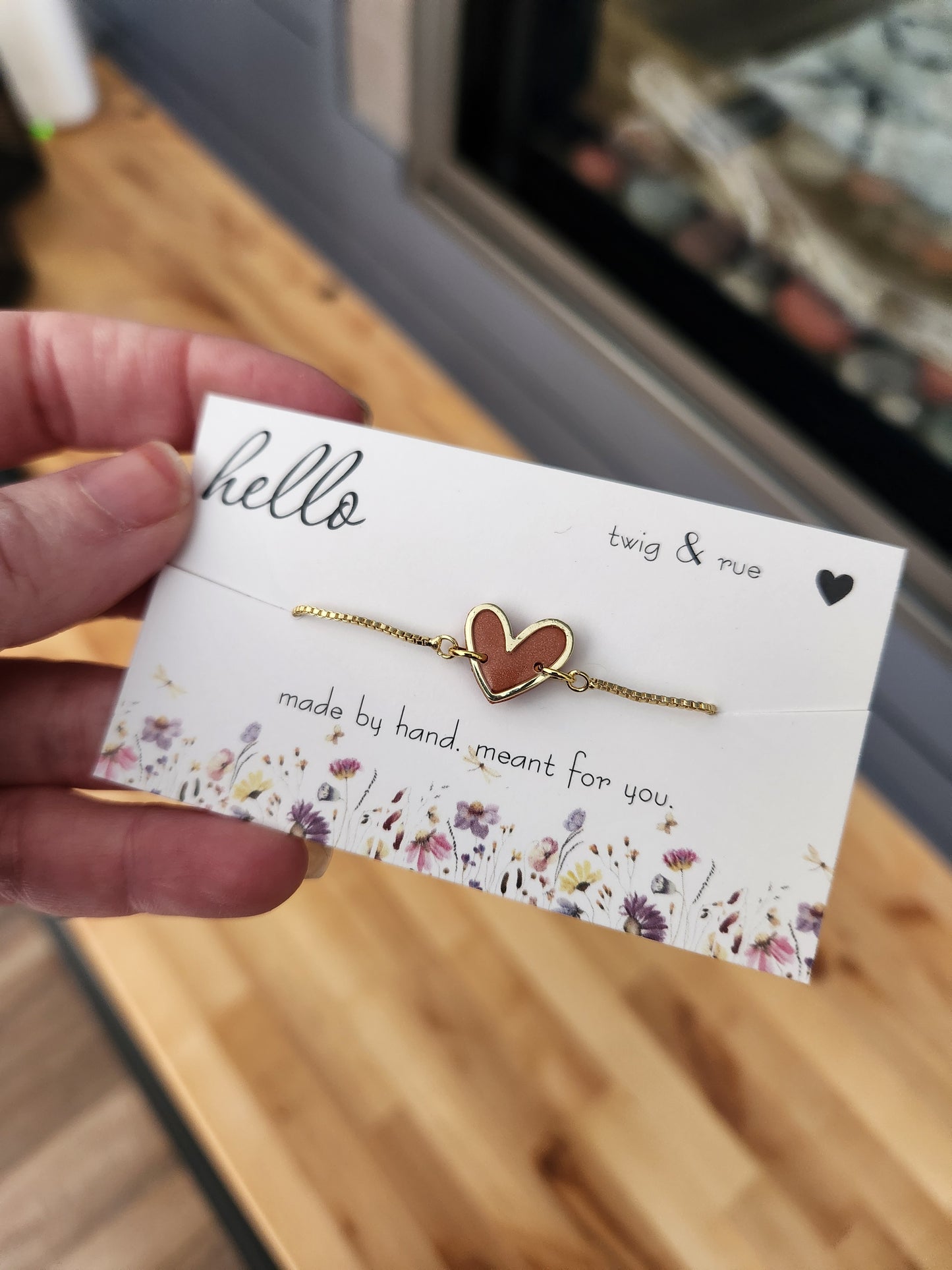 Gold Heart Slider Bracelet- 18k gold plated