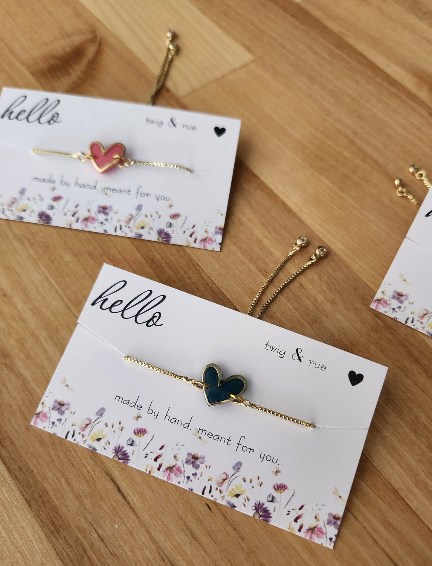 Gold Heart Slider Bracelet- 18k gold plated