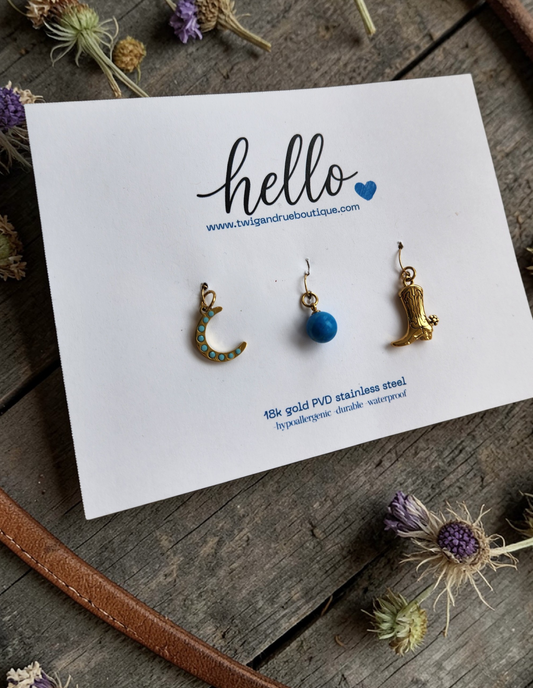 Western 18k gold PVD charm collection