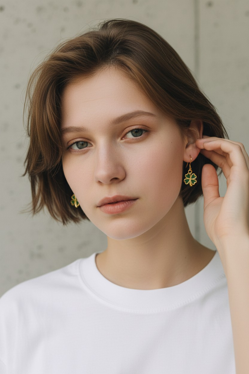Gold Shamrock Earrings