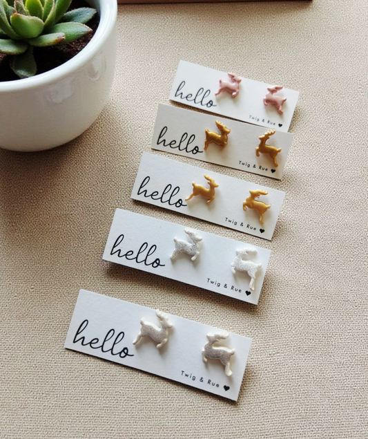 Reindeer clay stud earrings