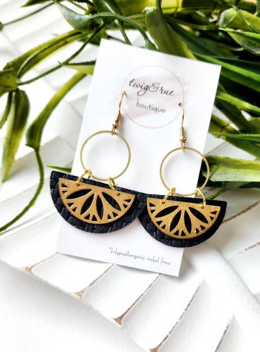 Margot| Sunburst leather earrings