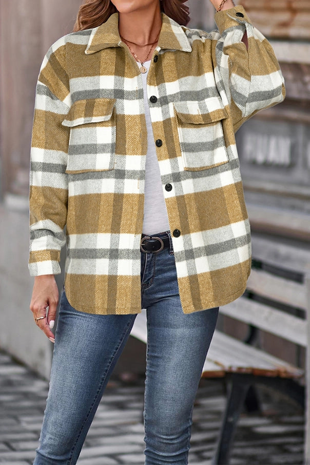 Yellow Plaid Flannel Shacket Jacket