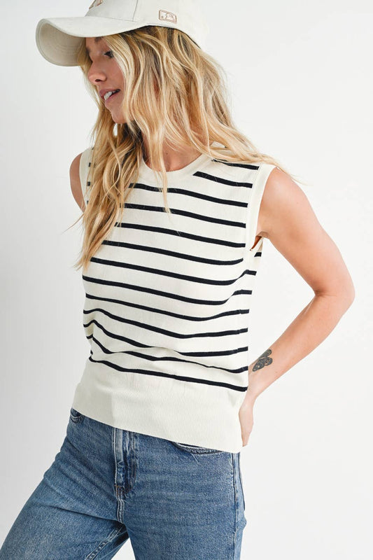 STRIPED KNIT TANK TOP